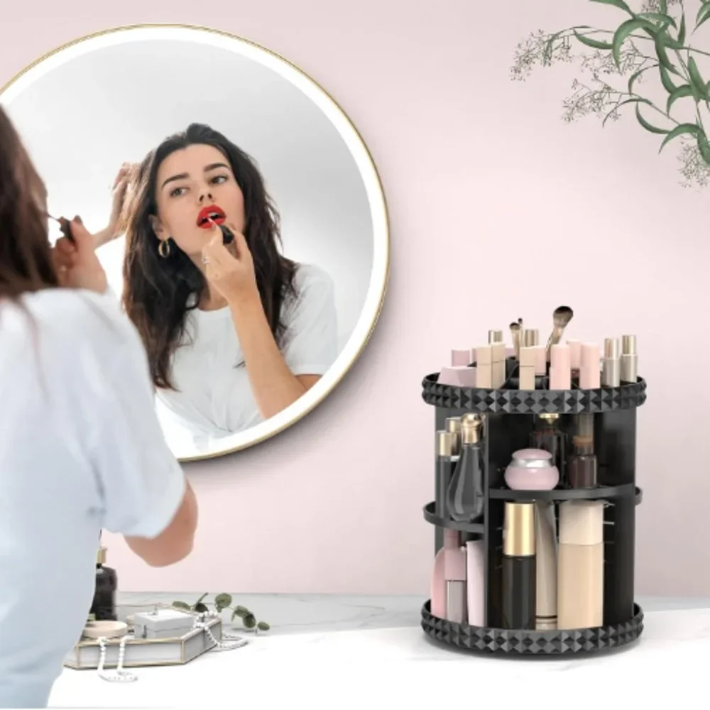 2 Tiers - 360° Turntable Makeup Organizer - Lazy Susan Cosmetics Storage